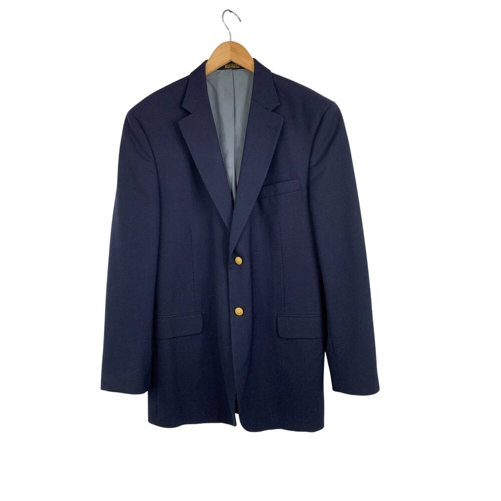 Mens Navy Blazer Jacket Summer Size 44L Tall Tweed Polyester Classic Fit 8900